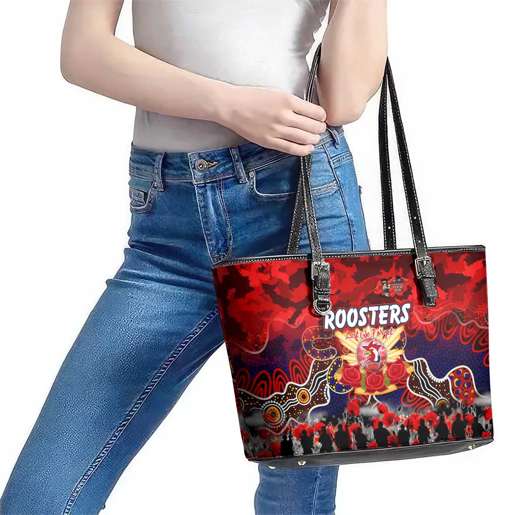 Roosters ANZAC Day Leather Tote Bag Australian Army - Lest We Forget