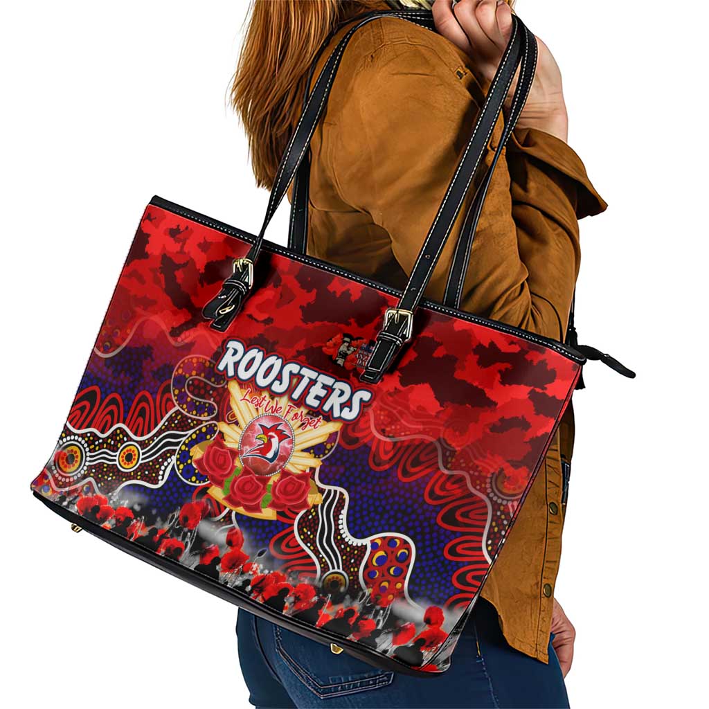 Roosters ANZAC Day Leather Tote Bag Australian Army - Lest We Forget