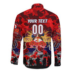 Personalized Roosters ANZAC Day Long Sleeve Button Shirt Australian Army - Lest We Forget