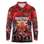 Personalized Roosters ANZAC Day Long Sleeve Polo Shirt Australian Army - Lest We Forget