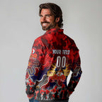 Personalized Roosters ANZAC Day Long Sleeve Polo Shirt Australian Army - Lest We Forget