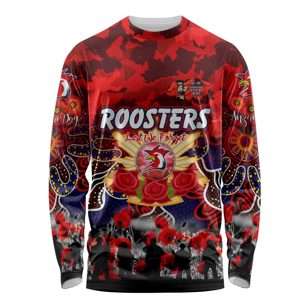 Personalized Roosters ANZAC Day Long Sleeve Shirt Australian Army - Lest We Forget