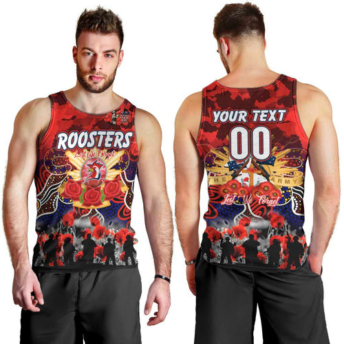 Personalized Roosters ANZAC Day Men Tank Top Australian Army - Lest We Forget