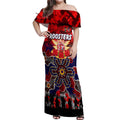 Personalized Roosters ANZAC Day Off Shoulder Maxi Dress Australian Army - Lest We Forget