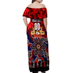 Personalized Roosters ANZAC Day Off Shoulder Maxi Dress Australian Army - Lest We Forget
