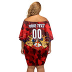 Personalized Roosters ANZAC Day Off Shoulder Short Dress Australian Army - Lest We Forget