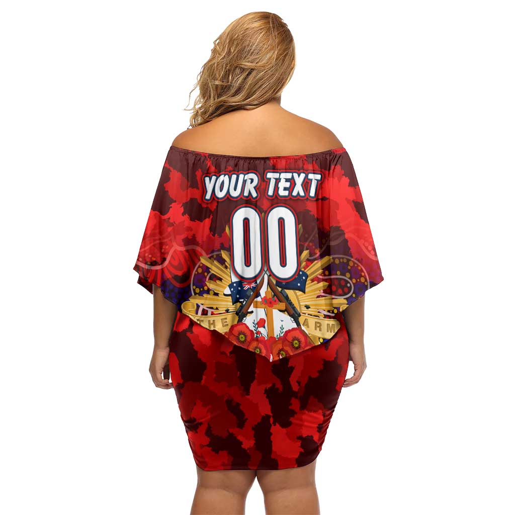 Personalized Roosters ANZAC Day Off Shoulder Short Dress Australian Army - Lest We Forget