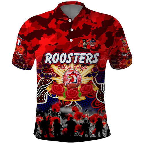 Personalized Roosters ANZAC Day Polo Shirt Australian Army - Lest We Forget