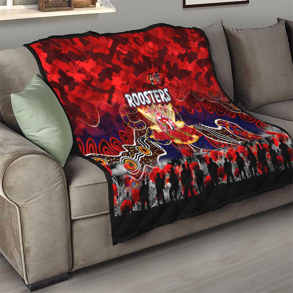 Roosters ANZAC Day Quilt Australian Army - Lest We Forget