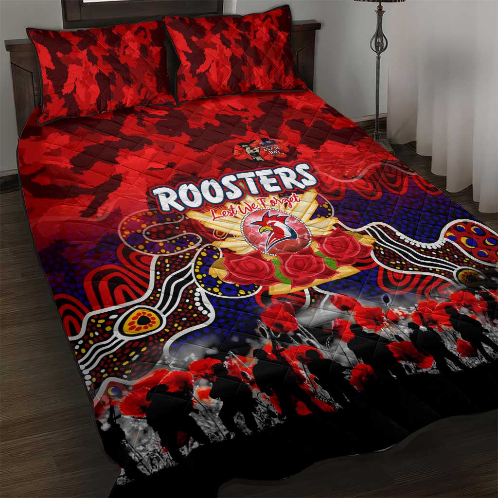 Roosters ANZAC Day Quilt Bed Set Australian Army - Lest We Forget