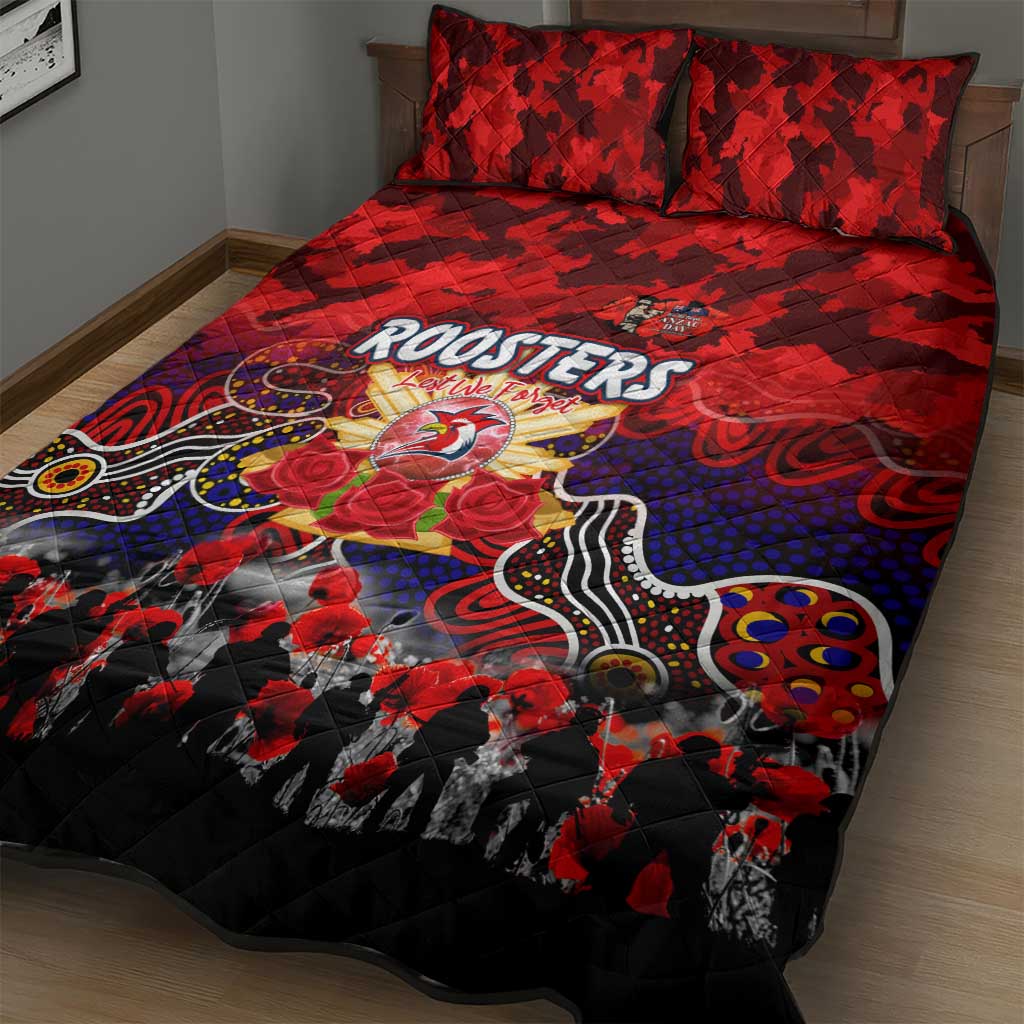 Roosters ANZAC Day Quilt Bed Set Australian Army - Lest We Forget