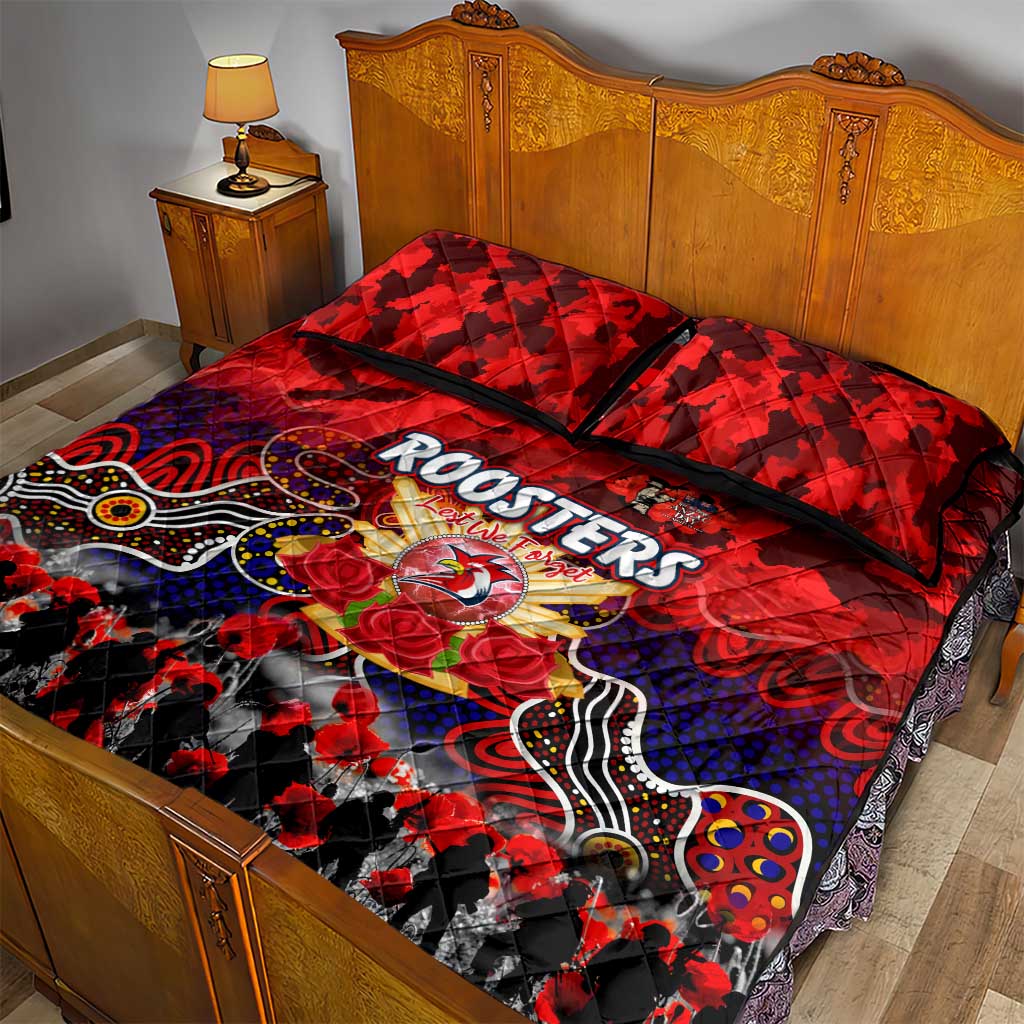 Roosters ANZAC Day Quilt Bed Set Australian Army - Lest We Forget