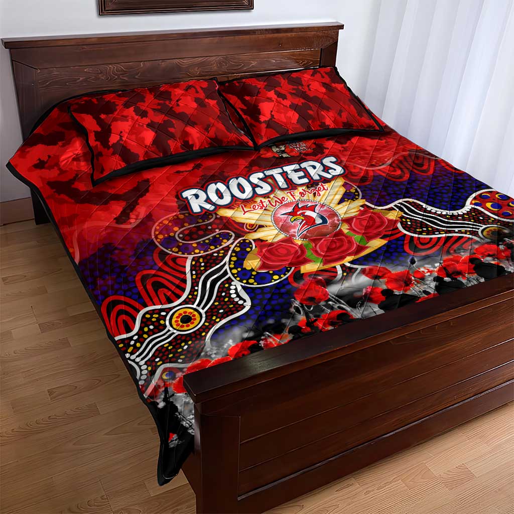Roosters ANZAC Day Quilt Bed Set Australian Army - Lest We Forget