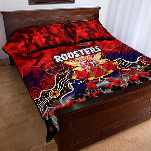 Roosters ANZAC Day Quilt Bed Set Australian Army - Lest We Forget