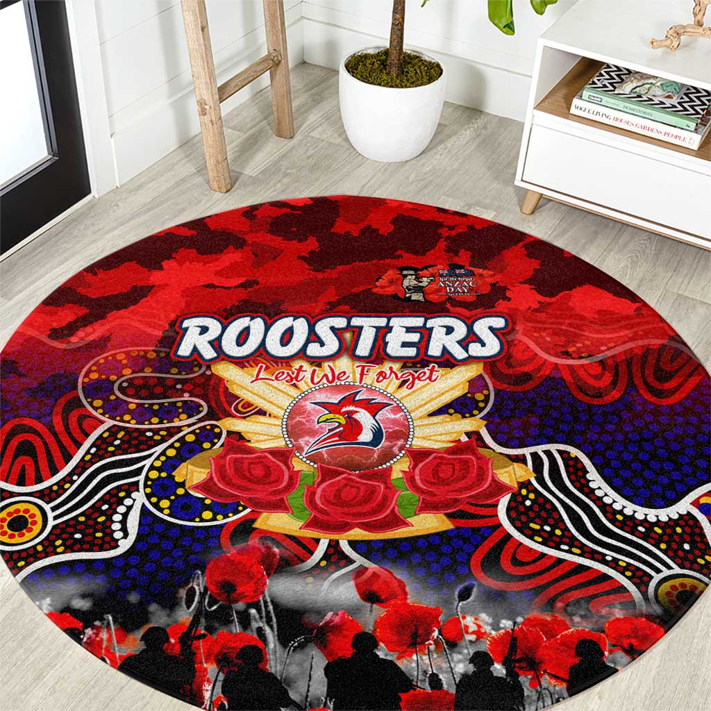Roosters ANZAC Day Round Carpet Australian Army - Lest We Forget