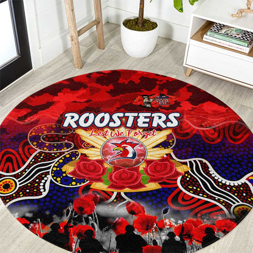 Roosters ANZAC Day Round Carpet Australian Army - Lest We Forget