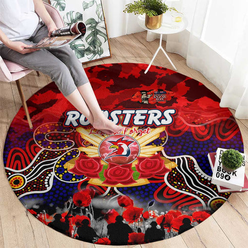 Roosters ANZAC Day Round Carpet Australian Army - Lest We Forget