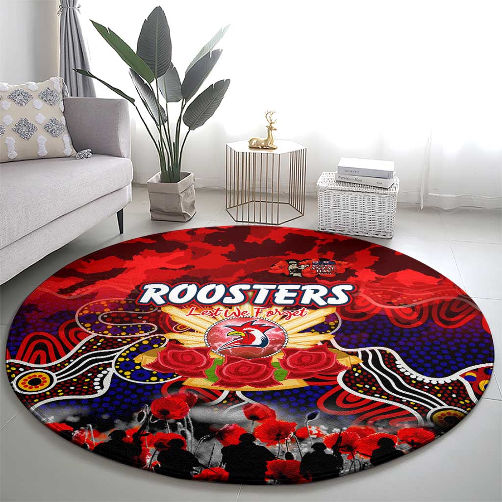Roosters ANZAC Day Round Carpet Australian Army - Lest We Forget