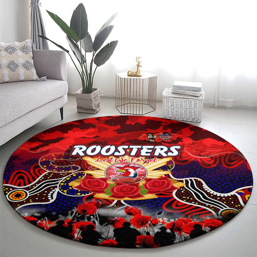 Roosters ANZAC Day Round Carpet Australian Army - Lest We Forget