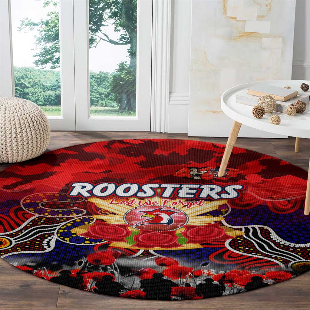 Roosters ANZAC Day Round Carpet Australian Army - Lest We Forget