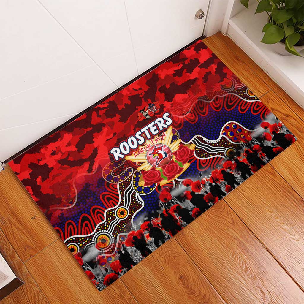 Roosters ANZAC Day Rubber Doormat Australian Army - Lest We Forget