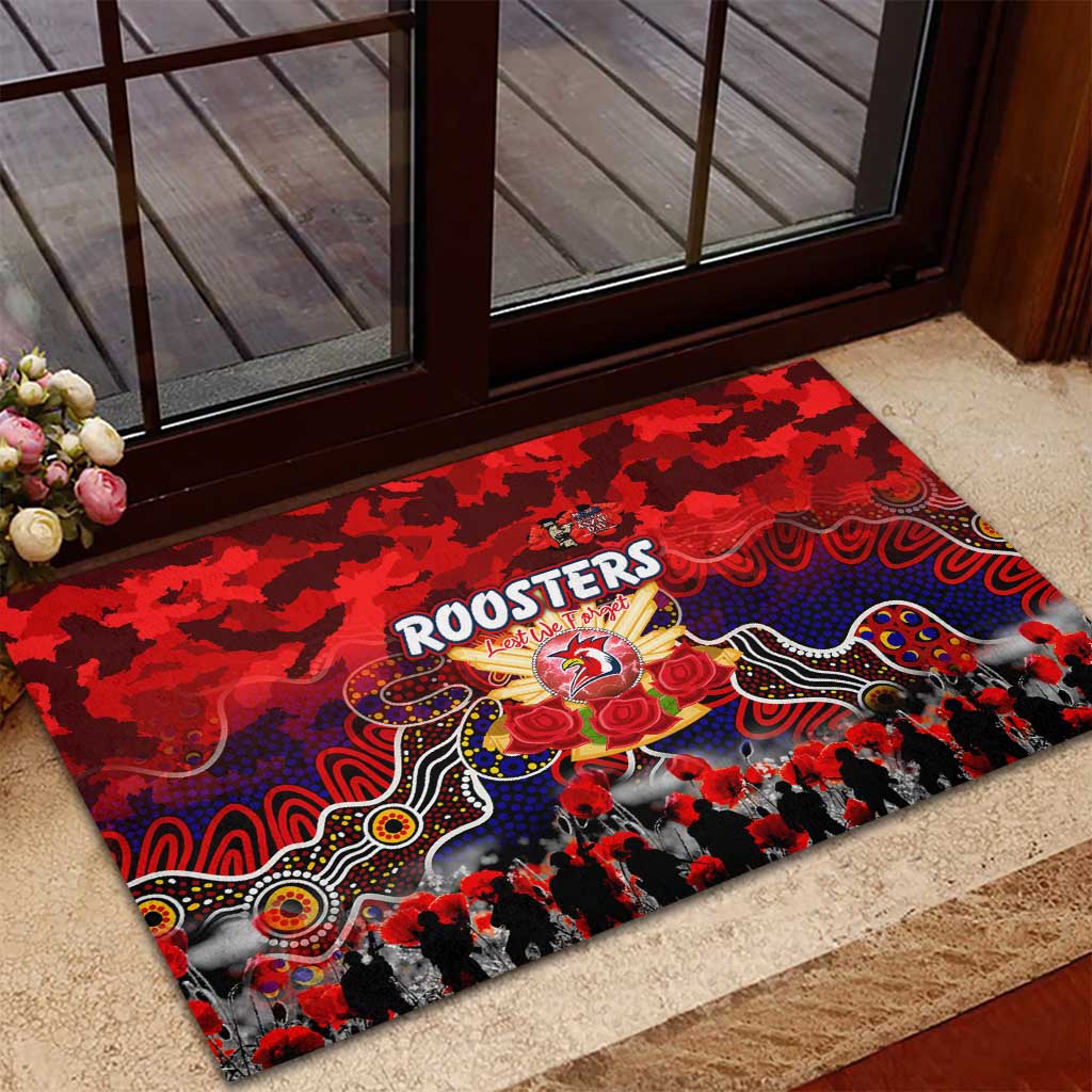 Roosters ANZAC Day Rubber Doormat Australian Army - Lest We Forget