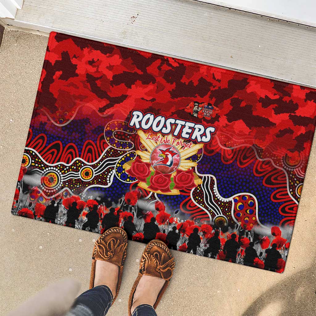 Roosters ANZAC Day Rubber Doormat Australian Army - Lest We Forget