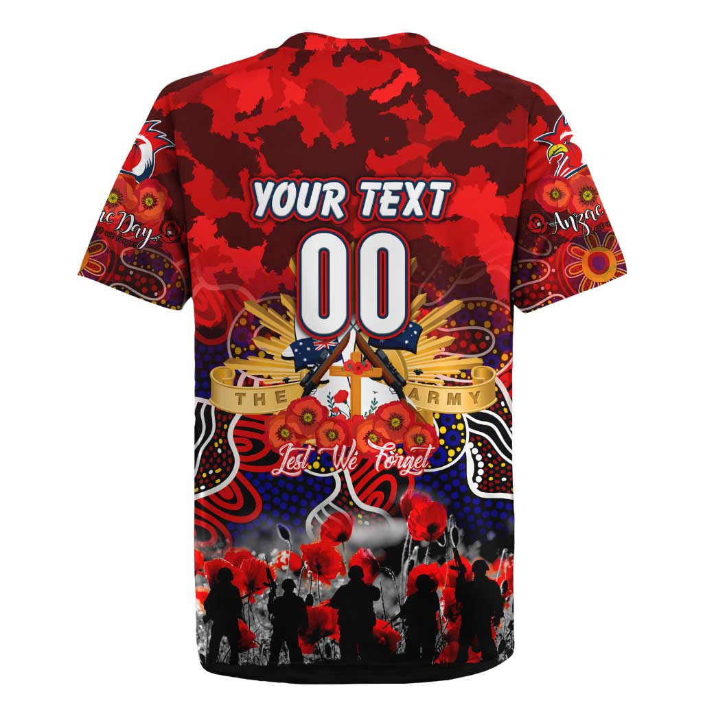Personalized Roosters ANZAC Day Rugby Jersey Australian Army - Lest We Forget