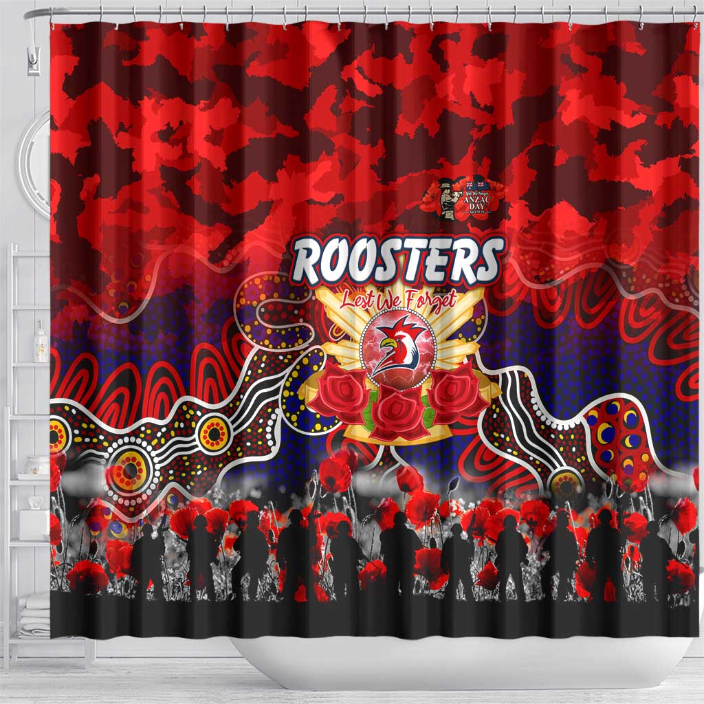 Roosters ANZAC Day Shower Curtain Australian Army - Lest We Forget