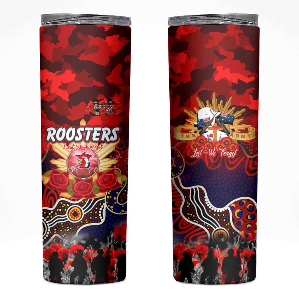 Personalized Roosters ANZAC Day Skinny Tumbler Australian Army - Lest We Forget