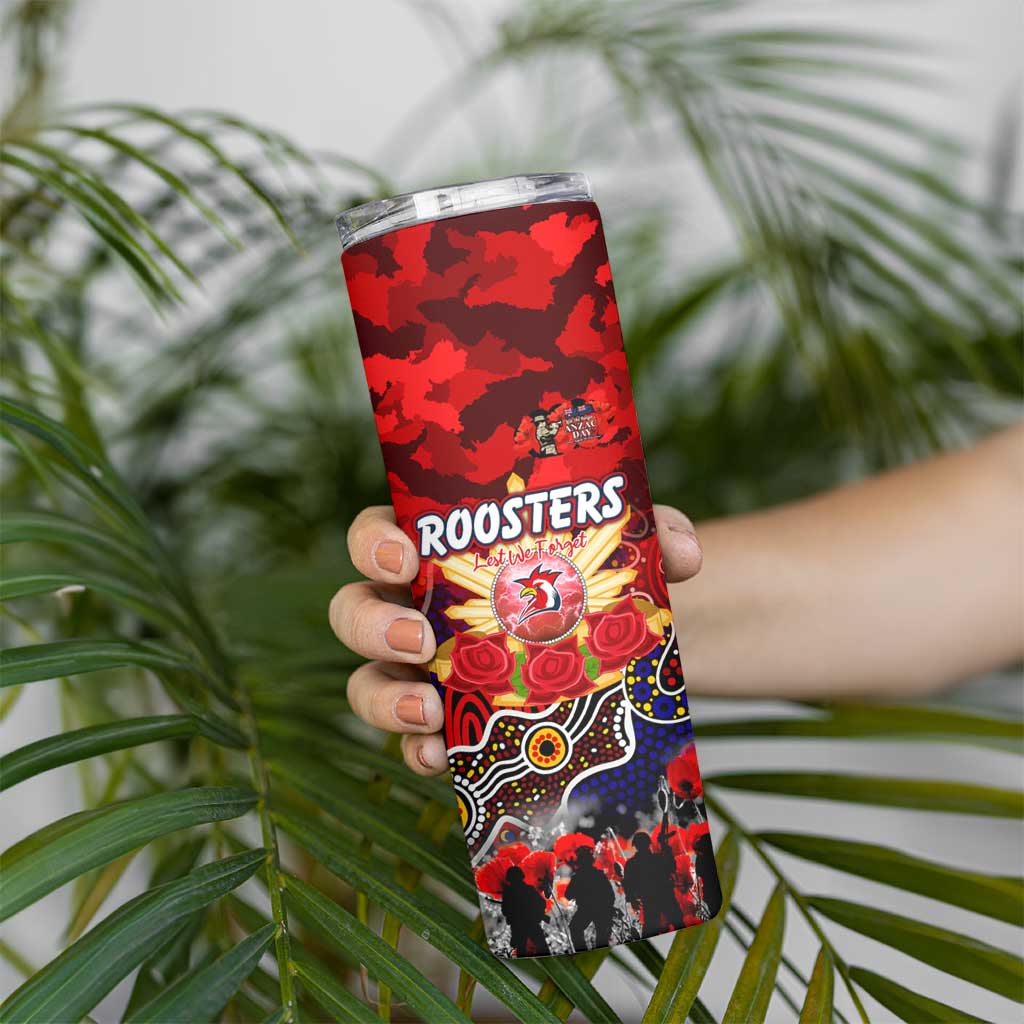 Personalized Roosters ANZAC Day Skinny Tumbler Australian Army - Lest We Forget