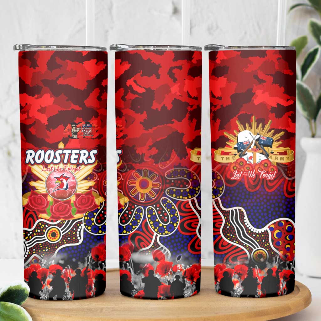 Personalized Roosters ANZAC Day Skinny Tumbler Australian Army - Lest We Forget