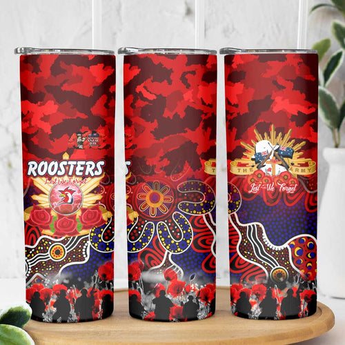 Personalized Roosters ANZAC Day Skinny Tumbler Australian Army - Lest We Forget