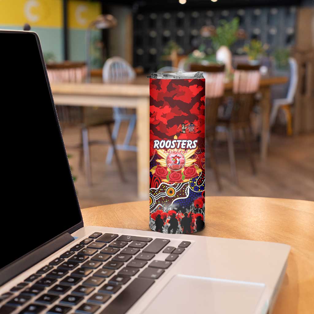 Personalized Roosters ANZAC Day Skinny Tumbler Australian Army - Lest We Forget
