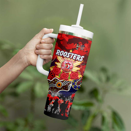 Personalized Roosters ANZAC Day Tumbler With Handle Australian Army - Lest We Forget