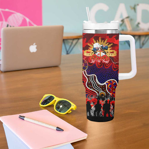 Personalized Roosters ANZAC Day Tumbler With Handle Australian Army - Lest We Forget