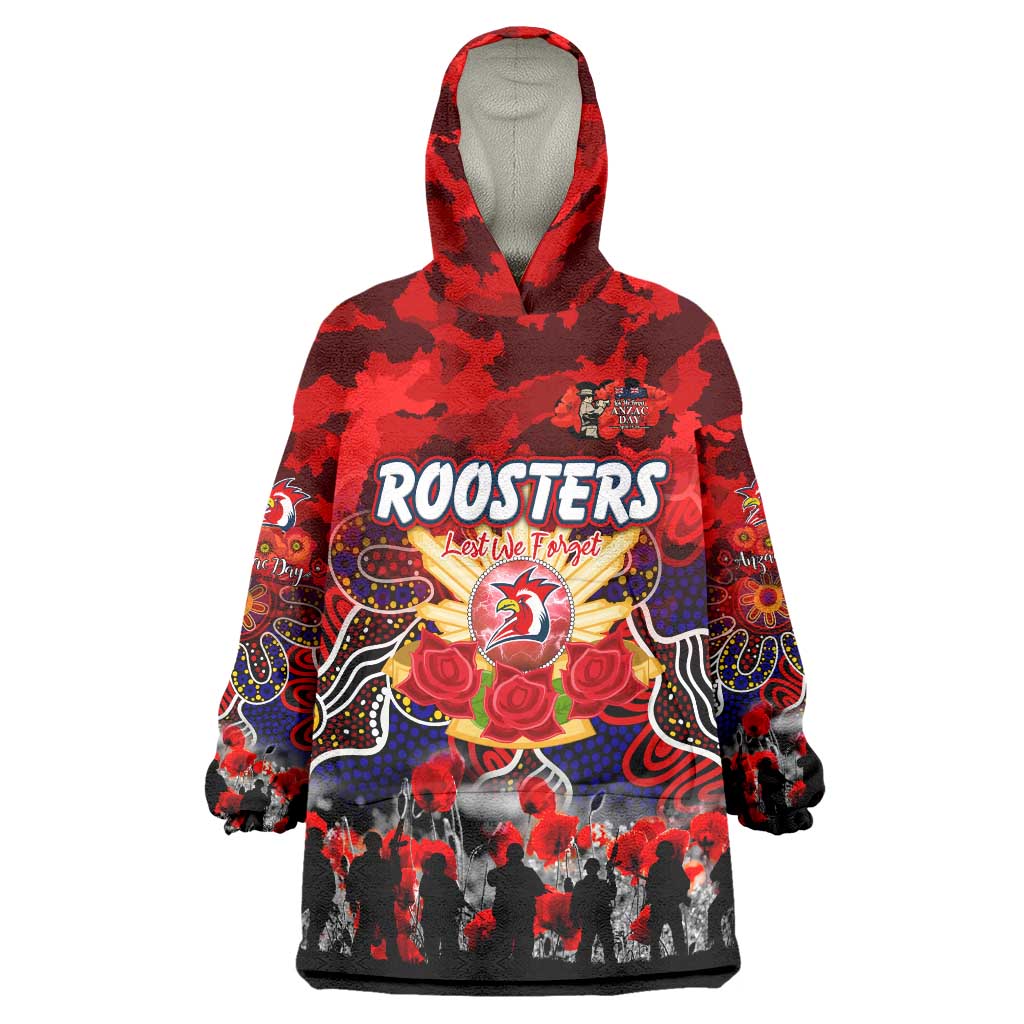 Personalized Roosters ANZAC Day Wearable Blanket Hoodie Australian Army - Lest We Forget