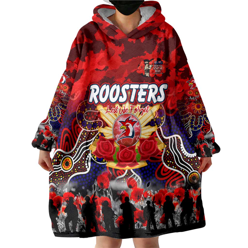 Personalized Roosters ANZAC Day Wearable Blanket Hoodie Australian Army - Lest We Forget