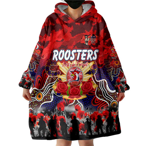 Personalized Roosters ANZAC Day Wearable Blanket Hoodie Australian Army - Lest We Forget