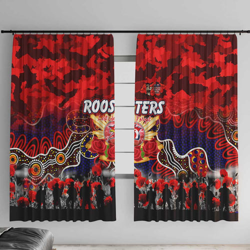 Roosters ANZAC Day Window Curtain Australian Army - Lest We Forget