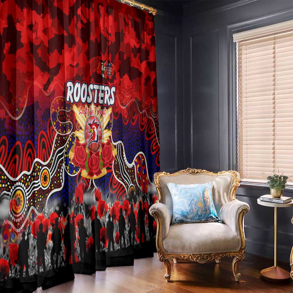 Roosters ANZAC Day Window Curtain Australian Army - Lest We Forget