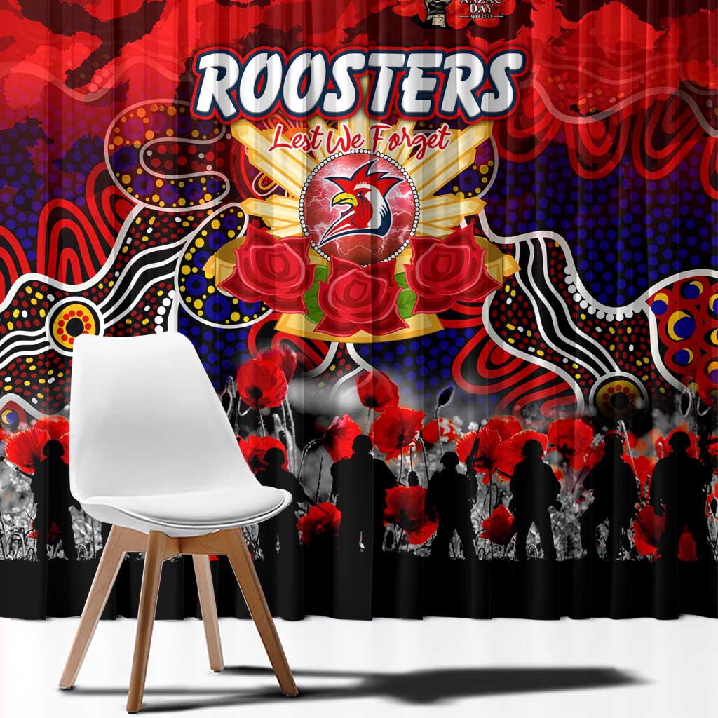 Roosters ANZAC Day Window Curtain Australian Army - Lest We Forget