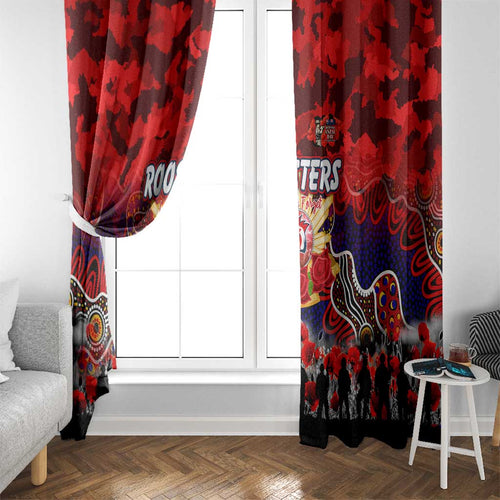 Roosters ANZAC Day Window Curtain Australian Army - Lest We Forget