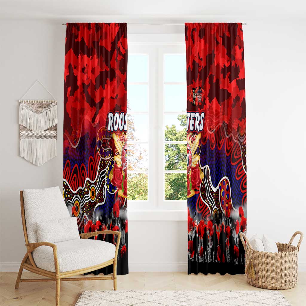Roosters ANZAC Day Window Curtain Australian Army - Lest We Forget