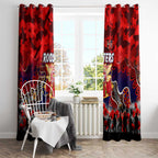 Roosters ANZAC Day Window Curtain Australian Army - Lest We Forget