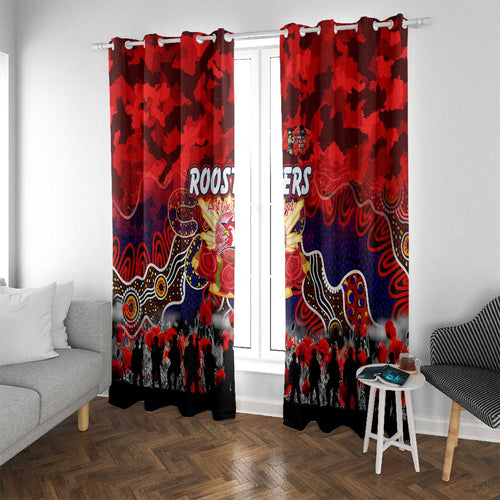 Roosters ANZAC Day Window Curtain Australian Army - Lest We Forget