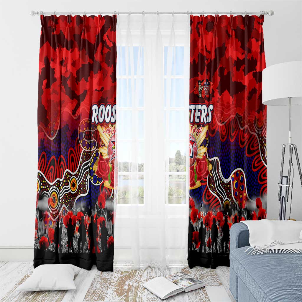 Roosters ANZAC Day Window Curtain Australian Army - Lest We Forget