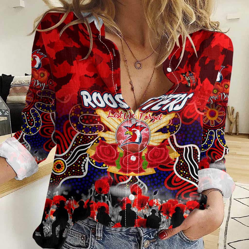 Personalized Roosters ANZAC Day Women Casual Shirt Australian Army - Lest We Forget