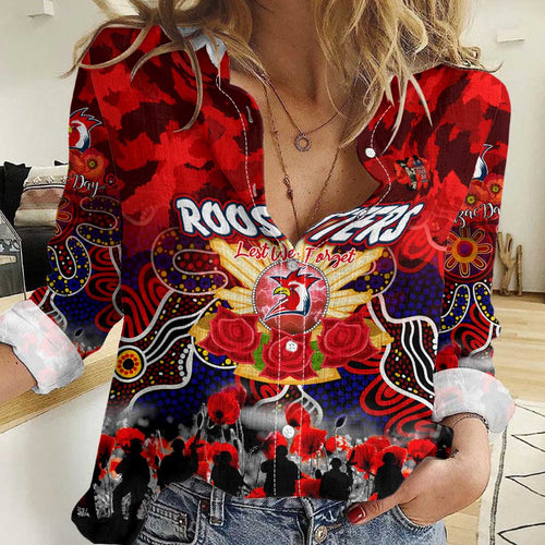 Personalized Roosters ANZAC Day Women Casual Shirt Australian Army - Lest We Forget