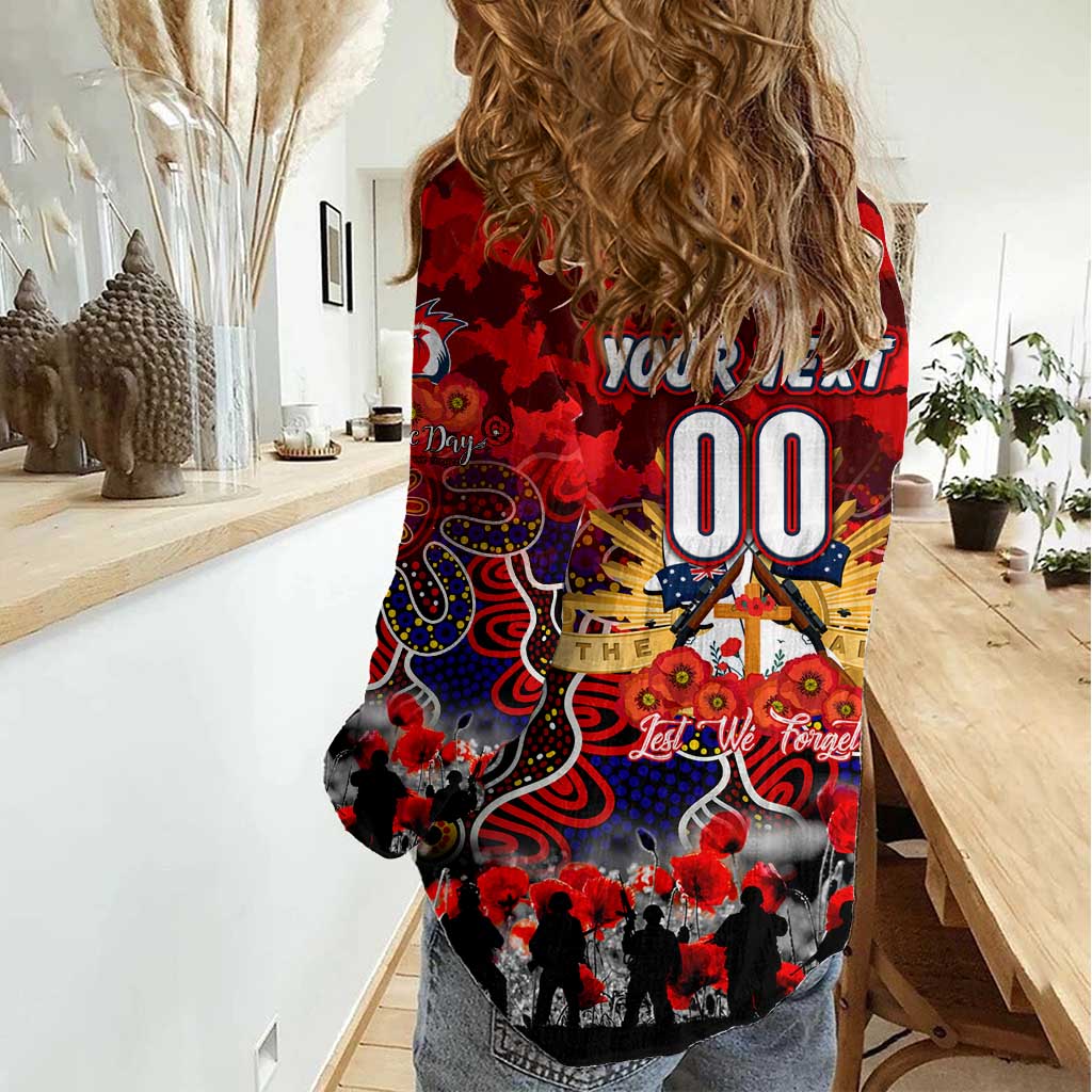 Personalized Roosters ANZAC Day Women Casual Shirt Australian Army - Lest We Forget